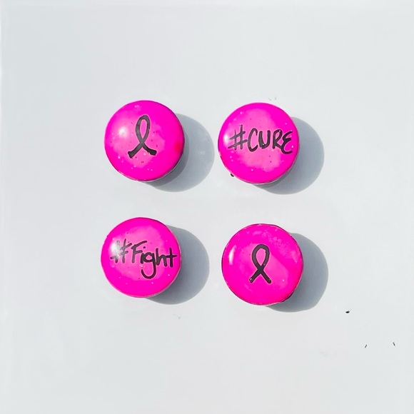 Hand Crafted Accents Pink Breast Cancer Mini Set Of 4